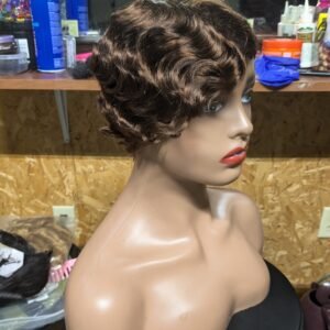 Premium Synthetic Brown curly short Wig