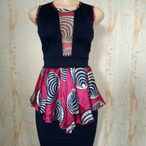 Blue Frock With Printed Skirt