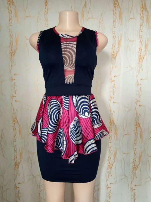 Blue Frock With Printed Skirt